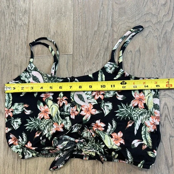 H&M Divided Women’s Black Floral Tie-Hem Jersey Camisole Top Size Small - Picture 5 of 7